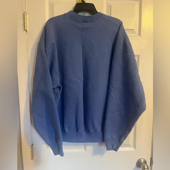 Vintage Blue Crewneck Sweatshirt with Snowman Family Embroidery - Picture 4 of 4